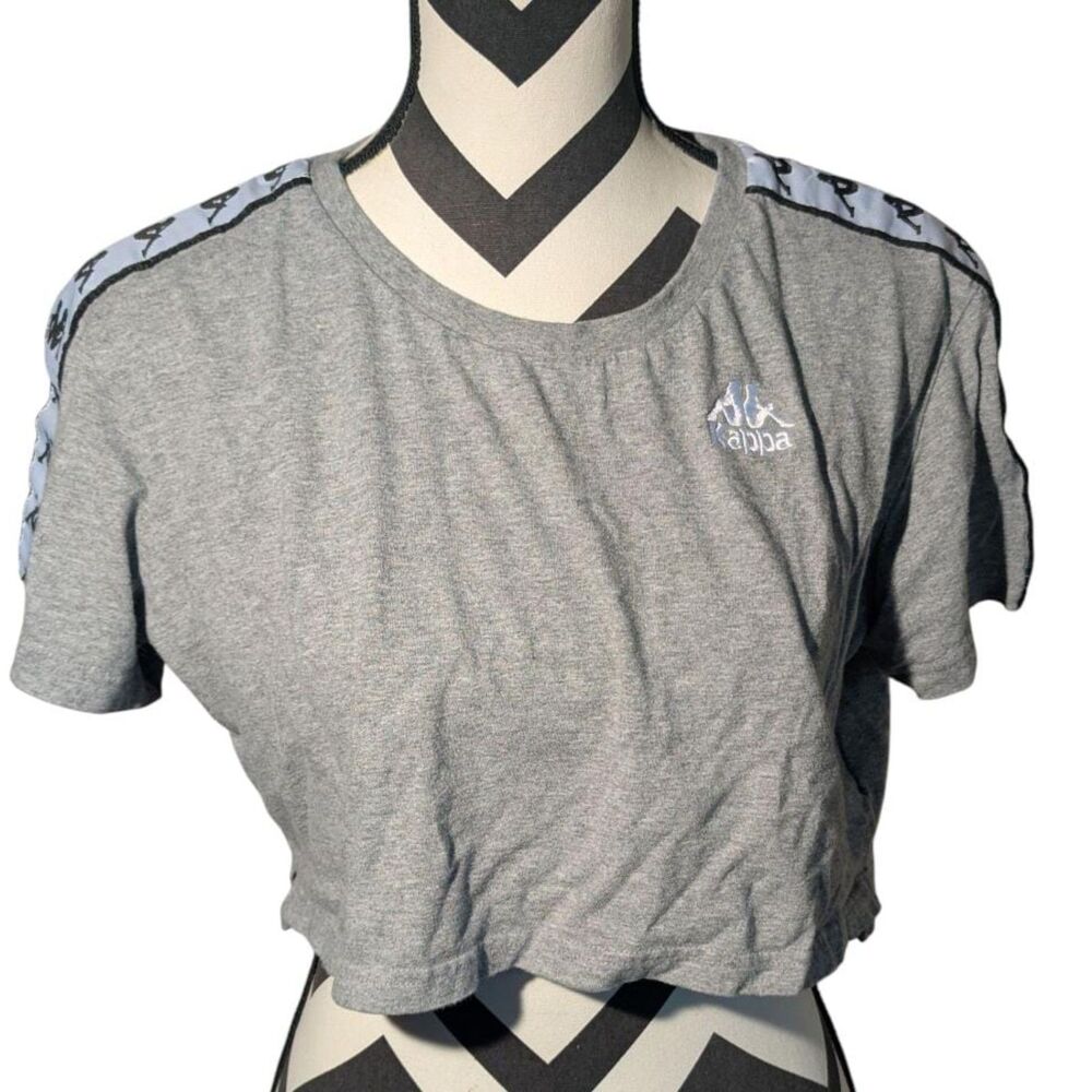 Kappa Gray Cropped T-shirt Small Y2K Streetwear